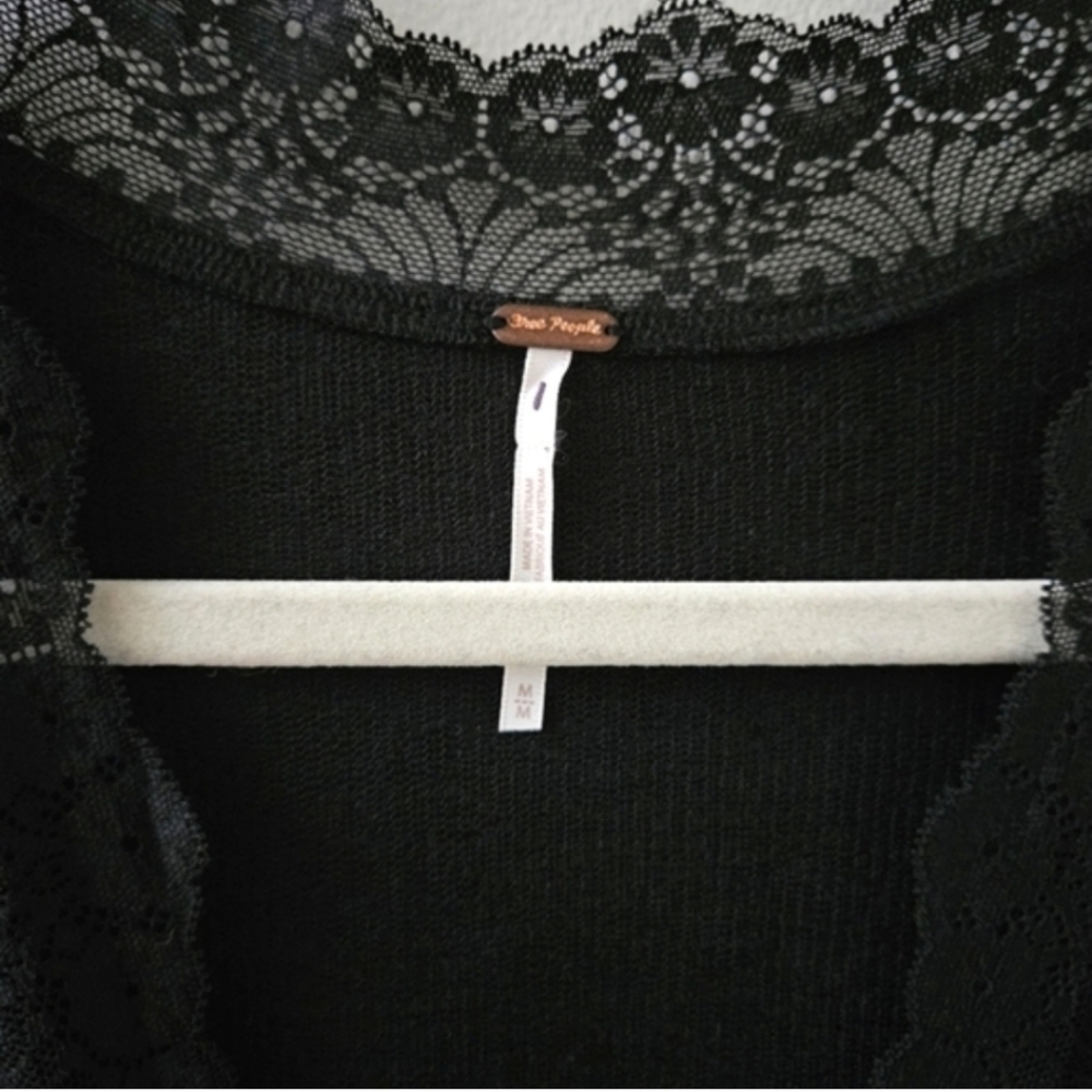 Free People Black Lace Long Sleeve All Yours Mini Dress Size Medium - Picture 6 of 6